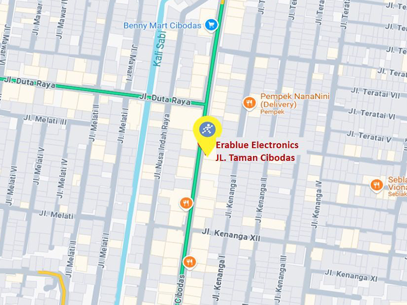 Peta ke toko EraBlue di  Jalan Raya Taman Cibodas No. 14 No. 10A, RT 005, RW 004, terletak di Kel/Desa Sangiang Jaya, Kecamatan Periuk, Kota Tangerang, Provinsi Banten